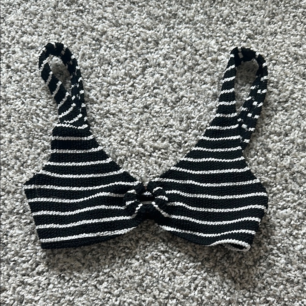 Striped Black and White Knit Bralette